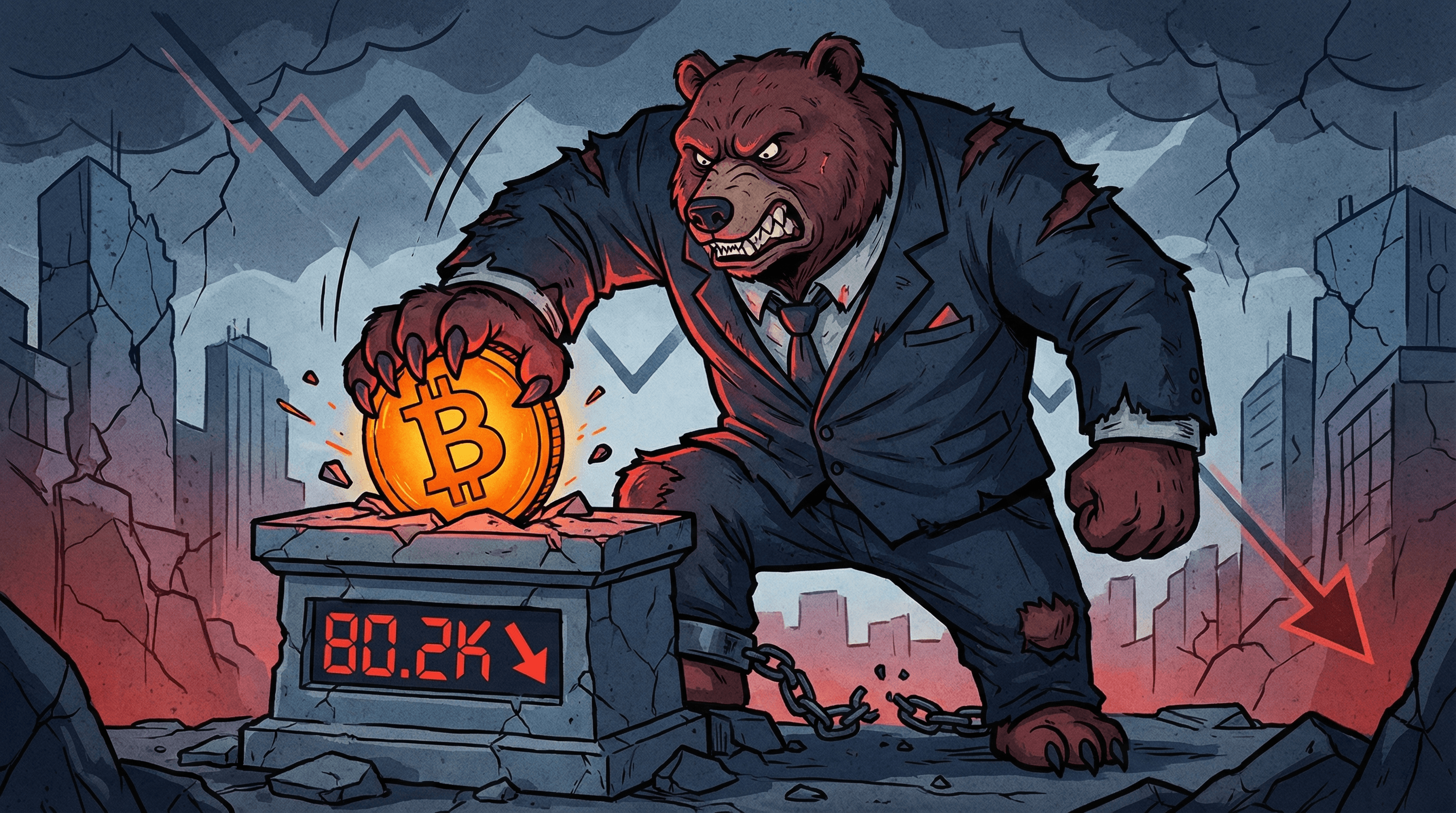 Glassnode: Bears Seize Control as BTC Loses Critical $80.2k "True Market Mean"