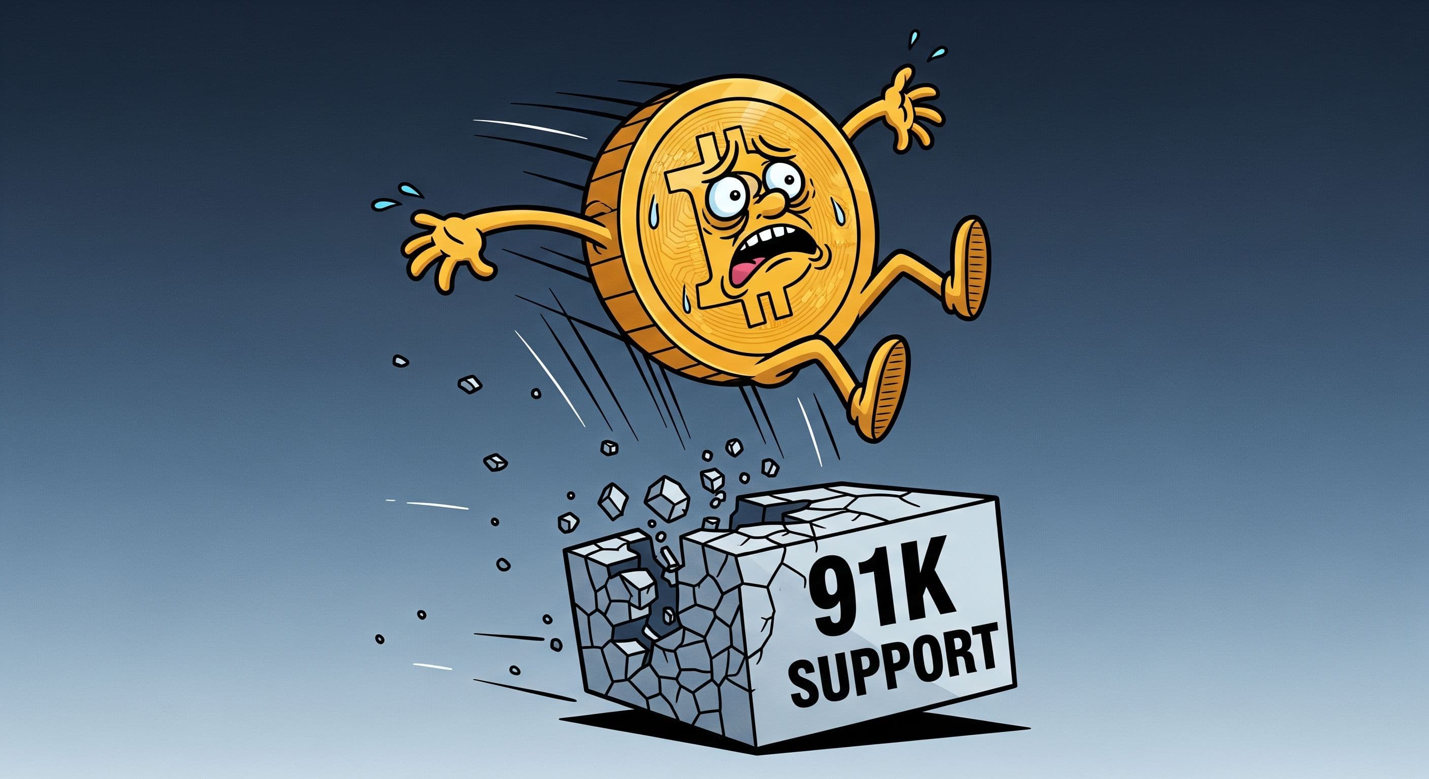 Bitcoin falls as $91K support in minutes