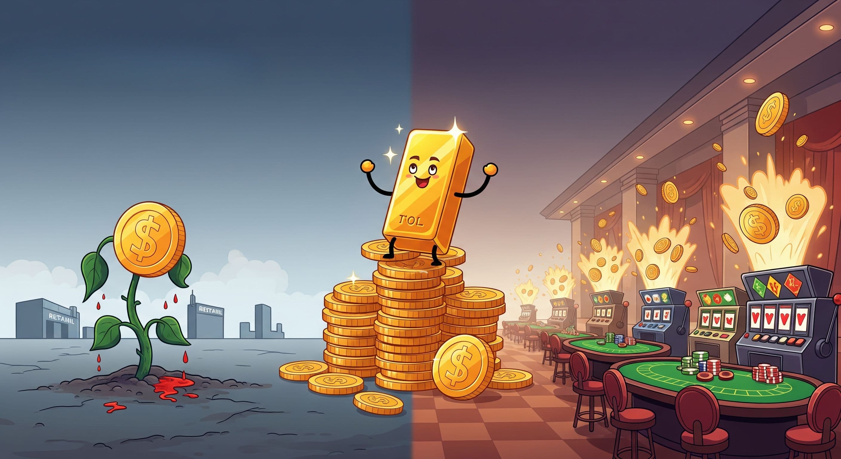 CoinGecko 2025: Retail Bleeds, Casinos Boom, and Gold Wins