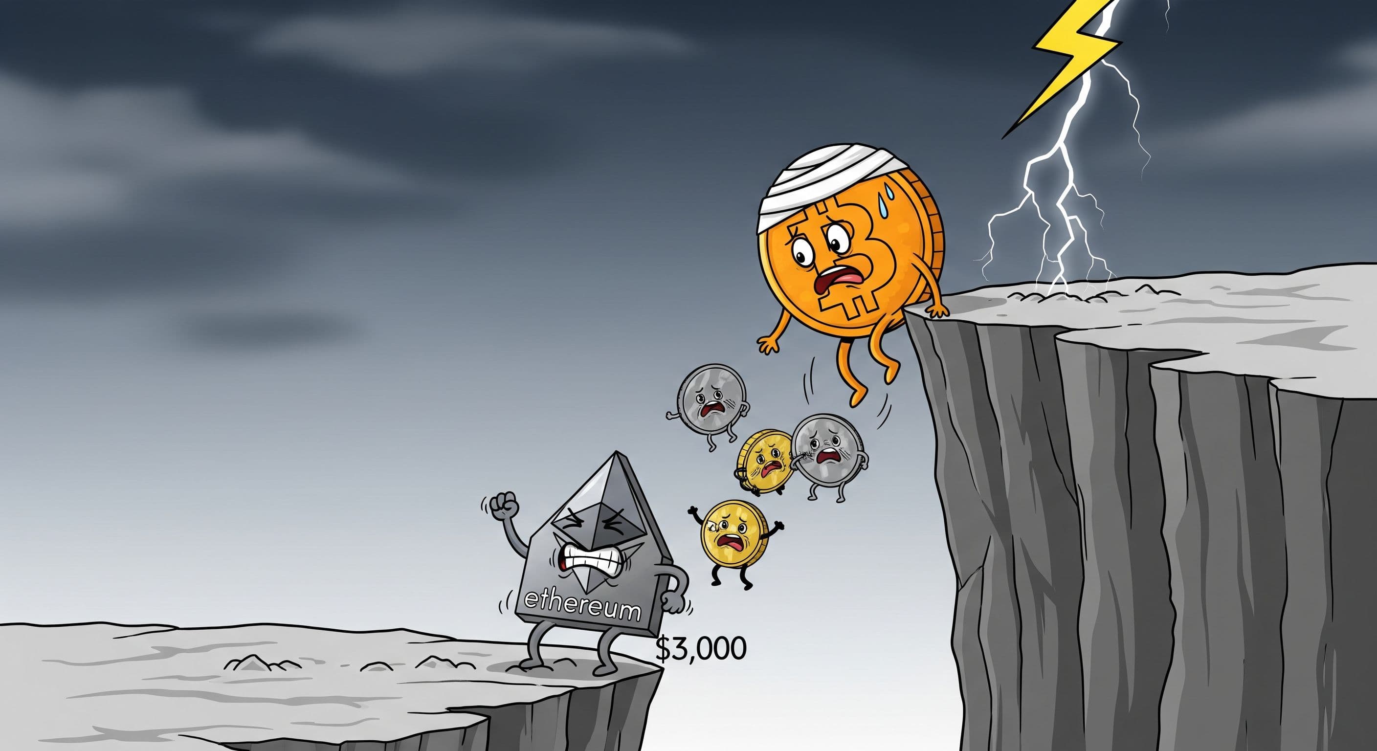 Crypto Market Slides as Bitcoin Erases Yearly Gains, Ethereum is fighting to hold the 3,000 dollar line.